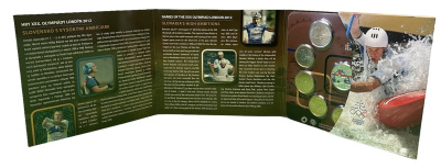 Словакия евронабор из 8 монет плюс жетон 2012 летние олимпийские игры в Лондоне, жетон с цветной эмалью, 1, 2, 5, 10, 20, 50 евроцентов, 1, 2 евро, пластик, запайка, буклет BUNC 3-4-8-19