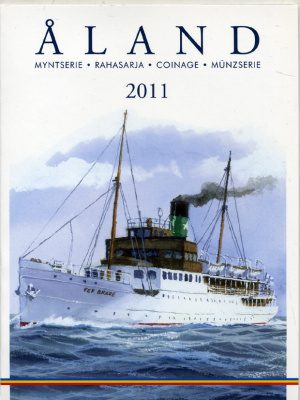 Финляндия евронабор из 8 монет + марка 2011 Аландские острова, в оригинальном буклете UNC 5-6-2-10
