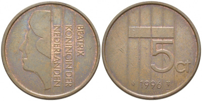 Нидерланды 5 центов 1996 Беатрикс (1980-2013) KM 202 бронза 3856-547