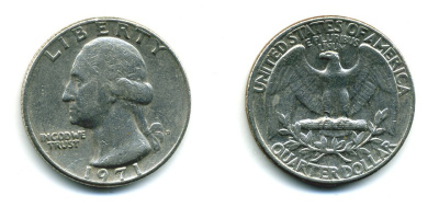 США 25 центов (квотер) 1971 Вашингтон KM 164а медь плакированная медно-никелем 46-1954