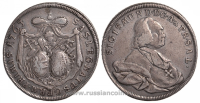 Австрия, Зальцбург 1 талер 1763 Зигмунд фон Шраттенбах (1753-1771) Dav. 1257, KM 403 серебро 00-806-21