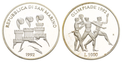 Сан-Марино 1000 лир 1992 KM 277 серебро PROOF 11-014-14