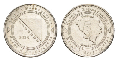 Босния и Герцеговина 5 фенингов 2013 KM 121 сталь плакированная никелем aUNC 4649-1268