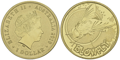 Австралия 1 доллар 2010 серия насекомые, воздушная муха KM 1440 алюминиевая бронза UNC M42-11