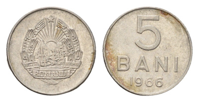 Румыния 5 бань (бани) 1966 KM 92 сталь плакированная никелем 4674-861