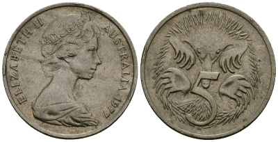 Австралия 5 центов 1977 Елизавета II (1953-) KM 64 медно-никель 4138-924