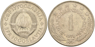 Югославия 1 динар 1979  KM 59  медь никель цинк    4161-826