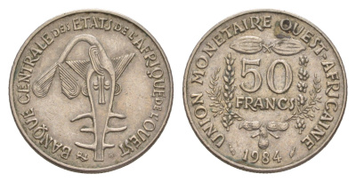 Западная Африка (BCEAO) 50 франков 1984 KM 6 медно-никель 4655-826