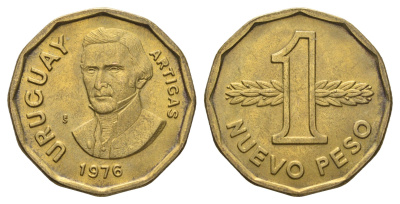 Уругвай 1 новый песо 1976 KM 69 алюминиевая бронза UNC 4667-713