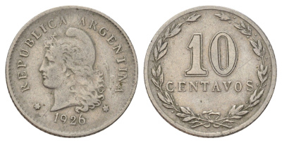 Аргентина 10 сентаво 1926 KM 35 медно-никель 44-1157