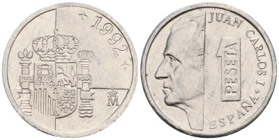 Испания 1 песета 1992 Хуан Карлос I (1975-2014) KM 832 алюминий    4598-1214