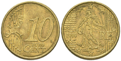 Франция 10 евроцентов 2009 KM 1410 нордик 4580-428
