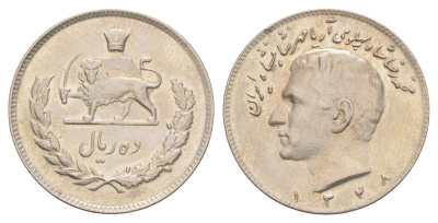 Иран 10 риалов 1969 AH 1349 KM 1178 медно-никель UNC 4595-635