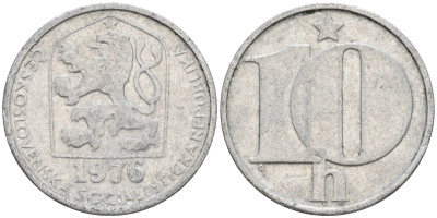Чехословакия 10 геллеров 1976 KM 80 алюминий 4532-259