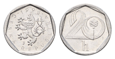 Чехия 20 геллеров 1996 KM 2.1 алюминий UNC 4674-839