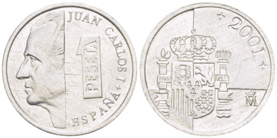 ИСПАНИЯ 1 ПЕСЕТА 2001 ХУАН КАРЛОС I ( 1975-) KM 832 алюминий 4181-1062
