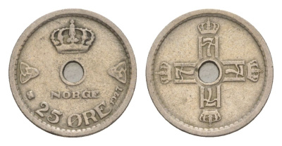 Норвегия 25 эре 1927 Хокон VII (1905-1957) KM 384 медно-никель 4632-1218