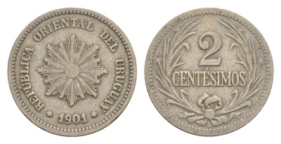 Уругвай 2 сентесимо 1901 KM 20 медно-никель 4649-748
