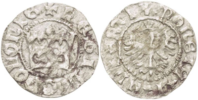 Польша 1/2 гроша (полугрош) 1492-1501 Ян I (1492-1501), династия Ягеллонов, вес 0,83 гр. серебро 1517-335