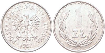 Польша 1 злотый 1987 Y 49.2 алюминий 4122-736