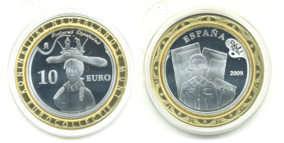 ИСПАНИЯ 10 ЕВРО 2009 САЛЬВАДОР ДАЛИ, МРАМОРНЫЙ БЮСТ ЖЕНЩИНЫ серебро PROOF 05-042-12