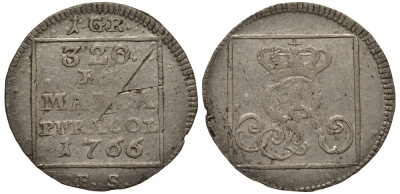 Польша 1 грош 1766 FS, Станислав Август Понятовский (1764-1795), вес 1,74 гр., Варшавский монетный двор KM 183 (C47), Kopinski 396.1a серебро 1516-1142