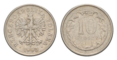 Польша 10 грошей 1993 Y 279 медно-никель 4632-429