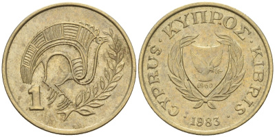 Кипр 1 цент 1983 KM 53.1 никель латунь 4174-1116