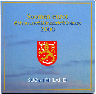 Финляндия набор из трех евронаборов по 8 монет в каждом 1999, 2000, 2001 официальный набор в оригинальном буклете  биметалл  UNC  5-6-1-14
