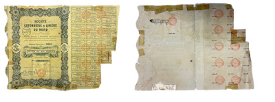 Франция, St Cotonnire & Linire du Nord акция в 500 франков 1924 27 купонов бумага 49-38-1-1