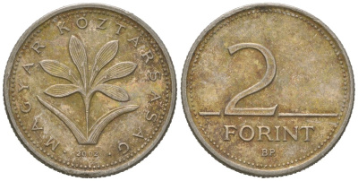 Венгрия 2 форинта 2002 BP KM 693 медно-никель 4618-239