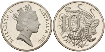 Австралия 10 центов 1988 KM 81 медно-никель PROOF 3711-1745