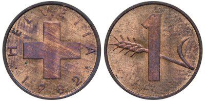 Швейцария 1 раппен 1982 KM 46 4596-332