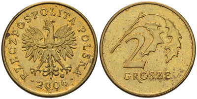Польша 2 гроша 2006 MW KM 277, Parchimowicz 702m латунь 4580-528