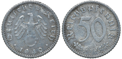 Германия 50 рейхспфеннигов 1940 F KM 96, J.372 алюминий 72-1313