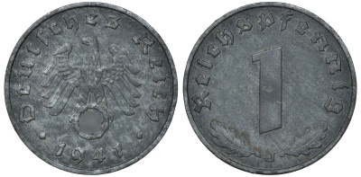 ГЕРМАНИЯ 1 РЕЙХСПФЕННИГ 1941 J, J 369, KM 97 цинк 72-1664