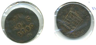 ЛЮКСЕМБУРГ 6 СОЛЕЙ 1790 KM 17 медь 503-532