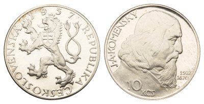 Чехословакия 10 крон 1957 Ян Амос Коменский KM 48 серебро  PROOF  1095-10-12