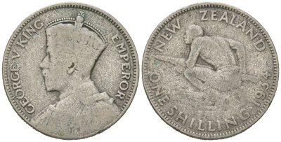 Новая Зеландия 1 шиллинг 1934 Георг V (1910-1936), абориген KM 3 серебро 4620-233