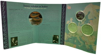 Нидерланды набор из 3 монет 1970-1997 10 гульденов 1970, 10 экю 1993, 10 евро 1997, буклет, сертификат KM 195,  серебр, медно-никель    7-6-1-24