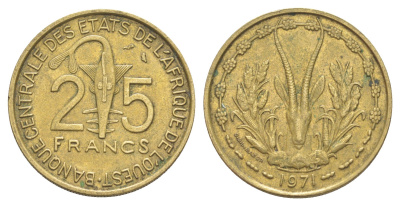 Западная Африка (BCEAO) 25 франков 1971 KM 5 медь алюминий никель 4654-536