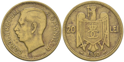 Румыния 10 леев (лей) 1930 Кароль II (1930-1940) KM 50 никель латунь 4586-824