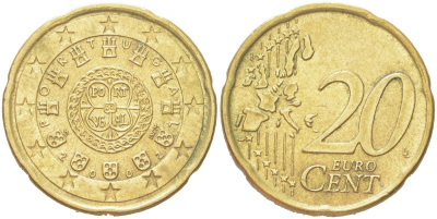 Португалия 20 евроцентов 2002 KM 744 нордик 4614-752