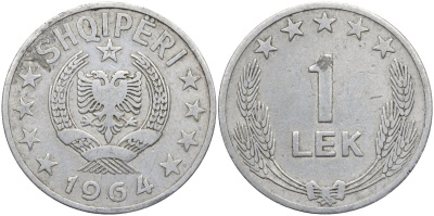 Албания 1 лек 1964 KM 43 алюминий 4175-527