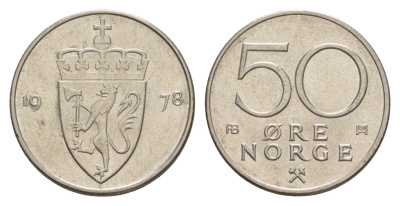 Норвегия 50 эре 1978 Улаф V (1957-1991) KM 418 медно-никель UNC 4635-447