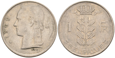 БЕЛЬГИЯ 1 ФРАНК 1969 BELGIQUE KM 142.1 медно-никель 4563-1256