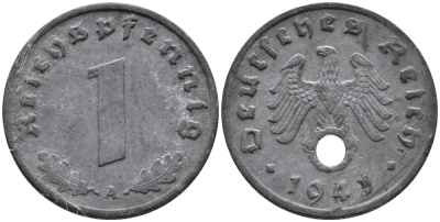 ГЕРМАНИЯ 1 РЕЙХСПФЕННИГ 1941 A KM 97, J.369 цинк 96-661
