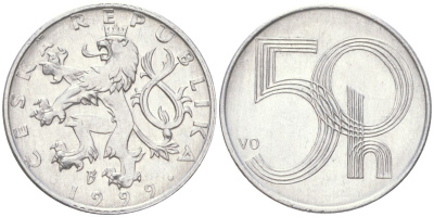 Чехия 50 геллеров 1999 KM 3 алюминий 4613-1027