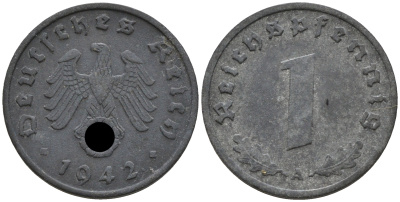 Германия 1 рейхспфенниг 1942 A KM 97 J. 369 цинк    4152-1161