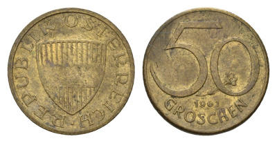 Австрия 50 грошей 1963 KM 2885 алюминиевая бронза 4669-719